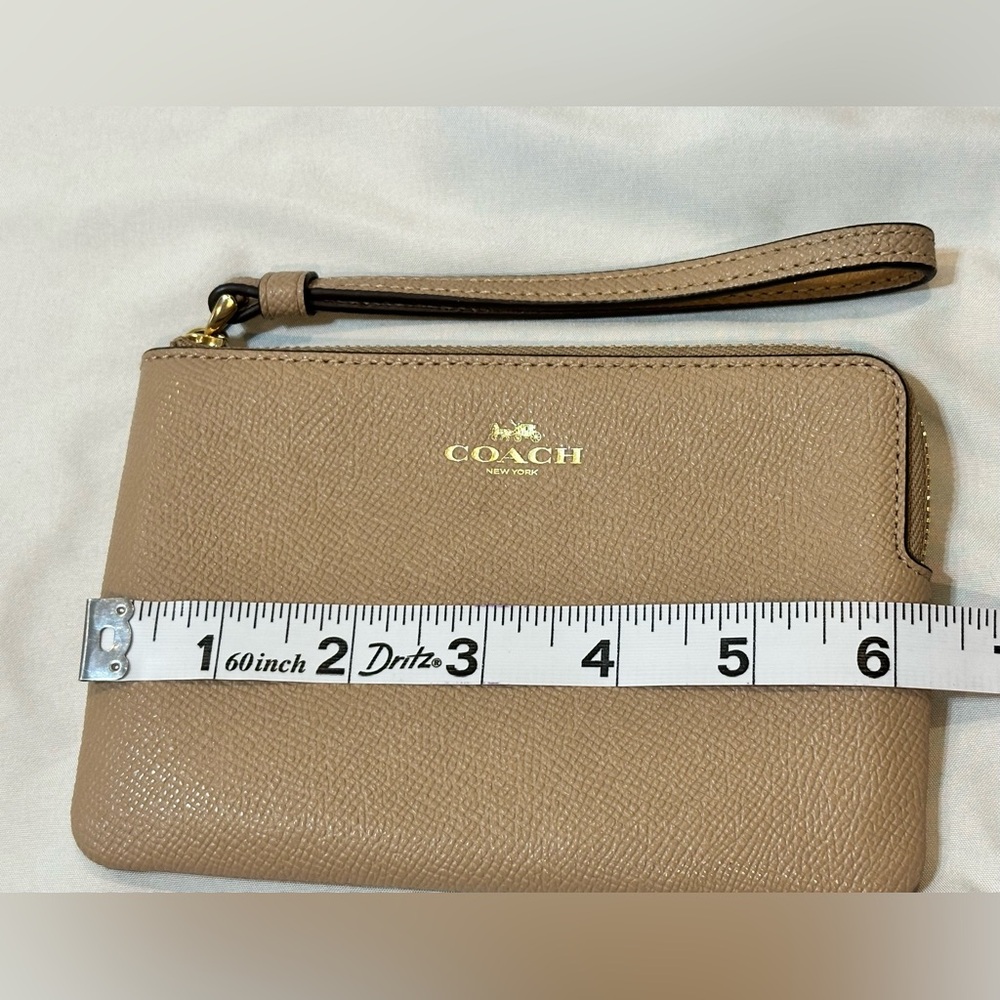 Coach Tan Corner Zip Wristlet - Picture 5 of 9
